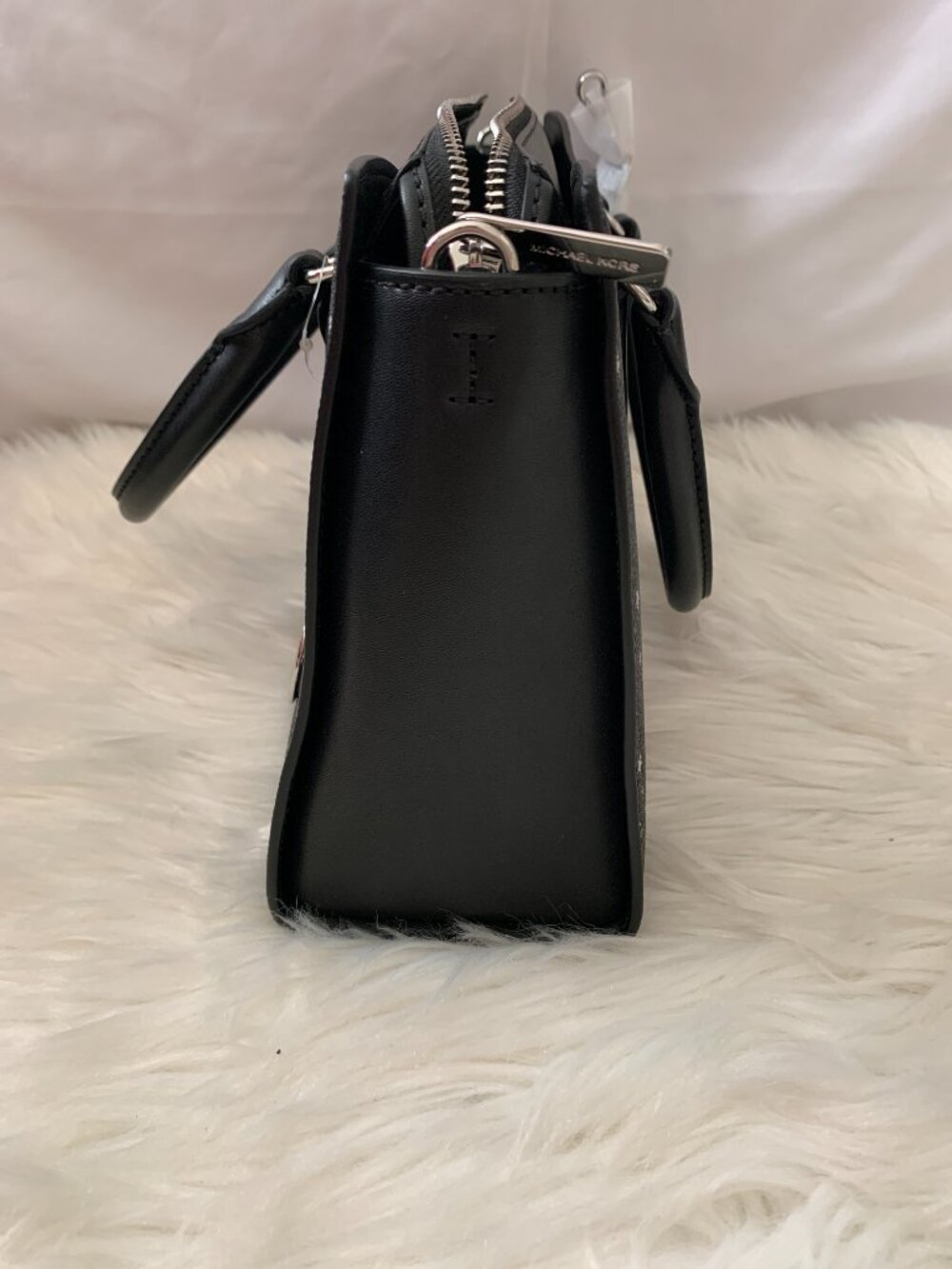 MICHAEL KORS Arden Signature Logo Star Medium Satchel in Black/Silver - Picture 3 of 8